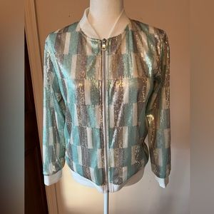 VHNY Sequin Striped Jacket - Gold, Silver, White, Green